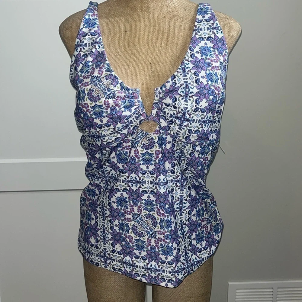 Nanette Lepore Violet Tankini Top Size 14 NWT